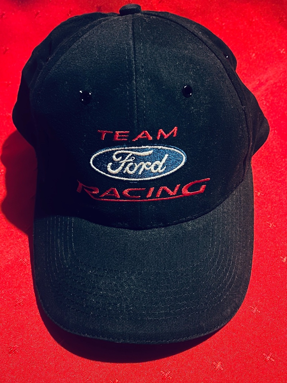 Ford Black Team Racing Cap with Red & Blue Logo